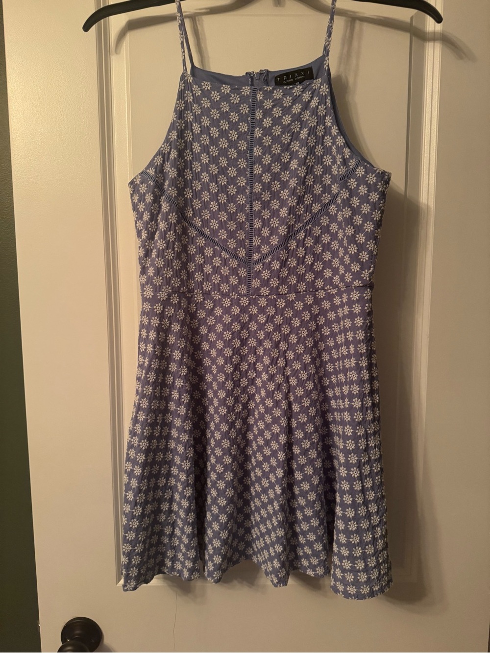 Trixxi Lavender Floral Spaghetti-Strap Skater Dress